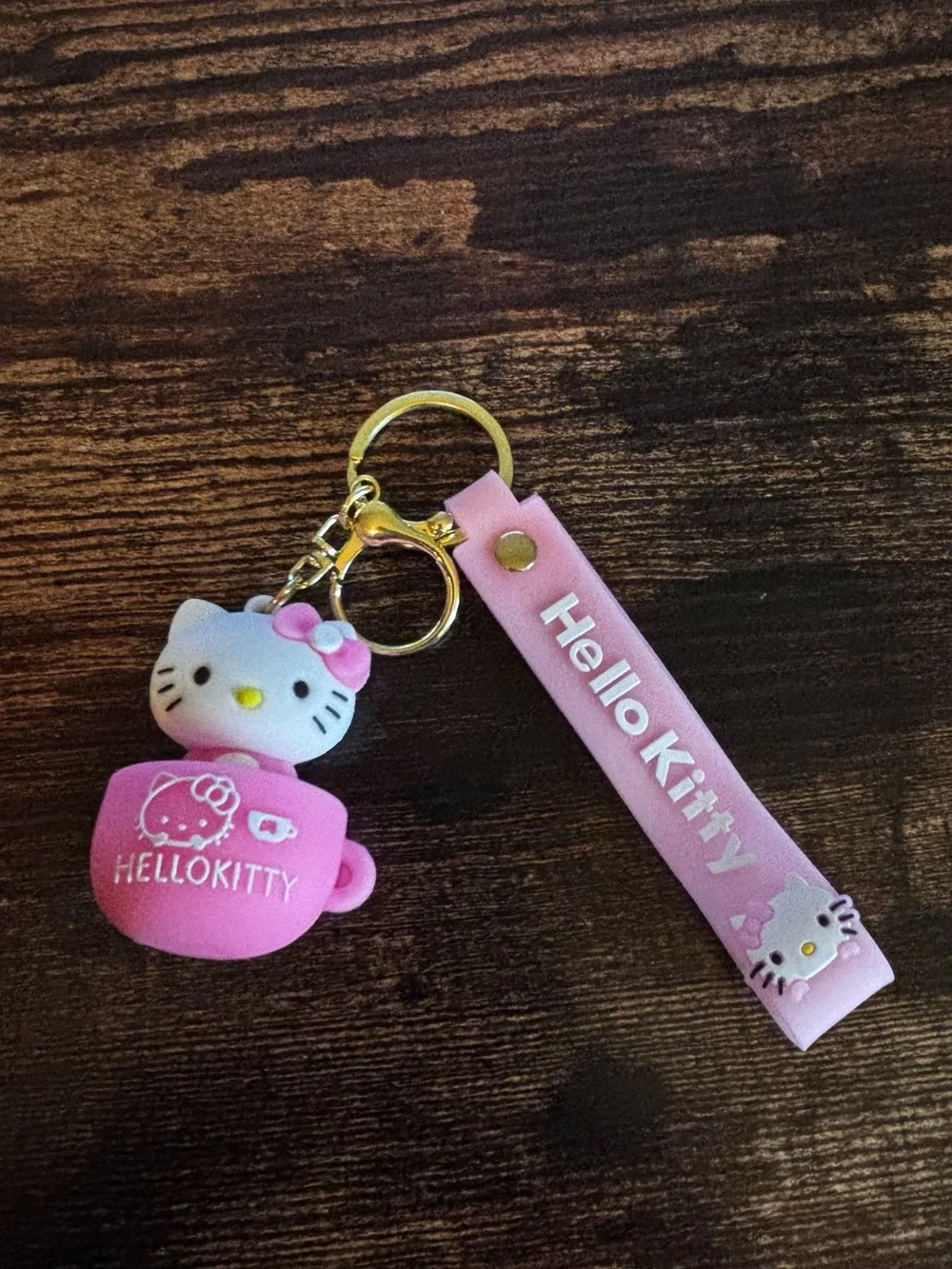 Hello‎ Kitty Pink Silicone Charm Keychain with Strap